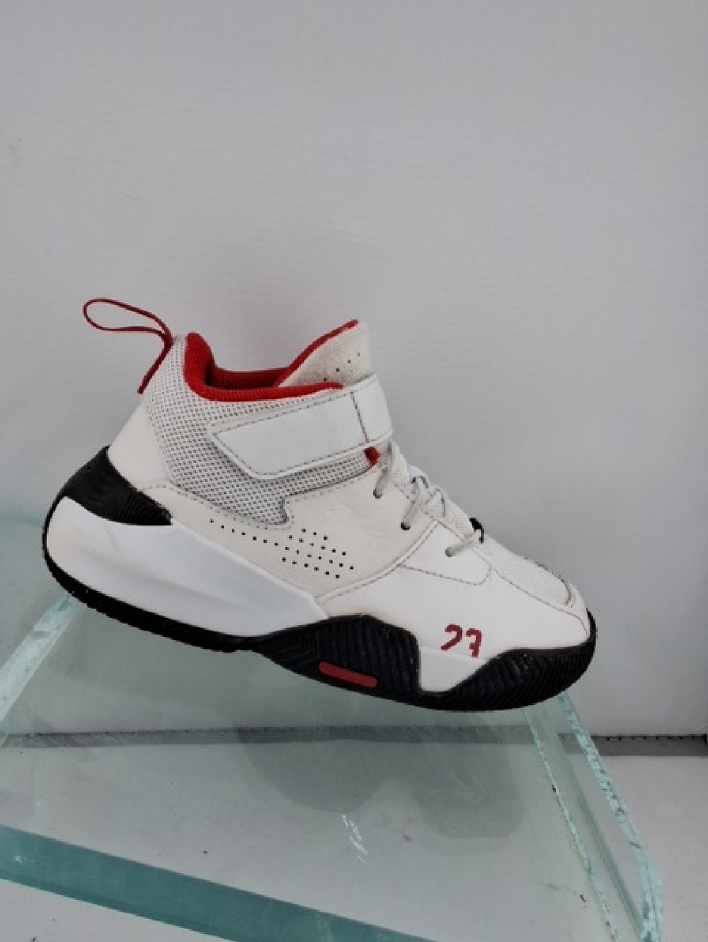 Jordan Kids High-Top Sneakers in White, Red & Black